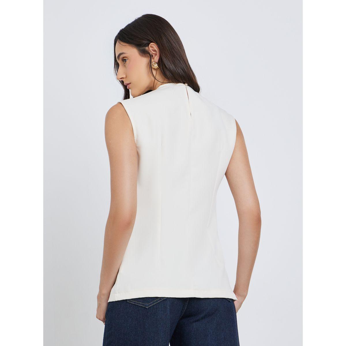 Styli Cream Solid Asymmetric Hem Waistcoat-women-clothing-coatsandjackets-waistcoats-image-4