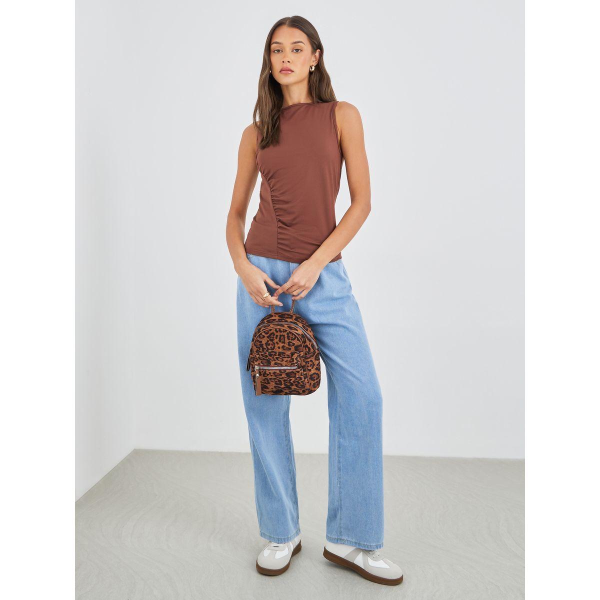 Styli Sleeveless Ruched Detail Round Neck Knit Top-women-clothing-tshirts-image-2