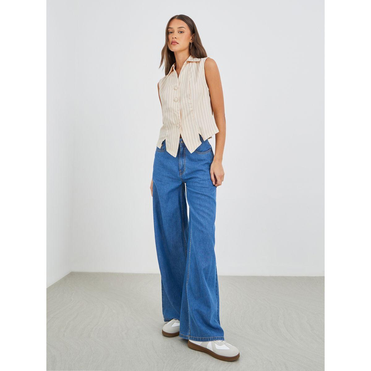 Styli Striped Front Button Waistcoat-women-clothing-coatsandjackets-waistcoats-image-2