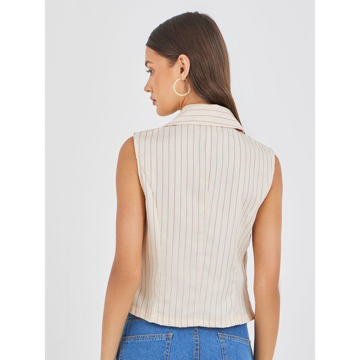 Styli Striped Front Button Waistcoat-women-clothing-coatsandjackets-waistcoats-image-5