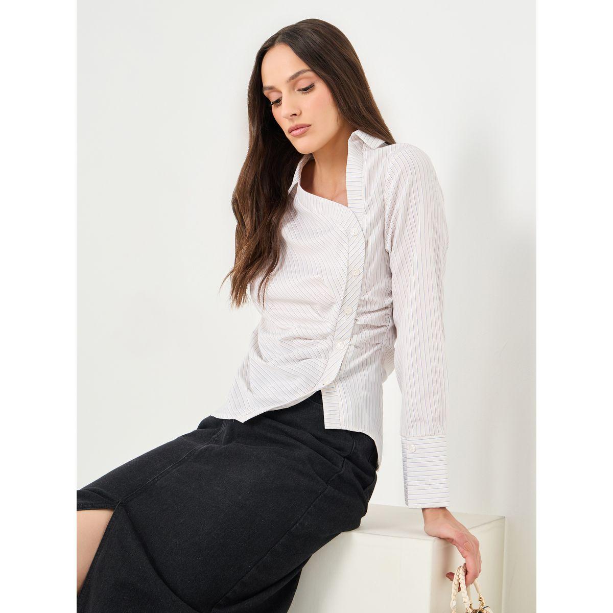 بلوزة مخططة بياقة غير متماثلة-women-clothing-shirtsandblouses-shirts-image-1