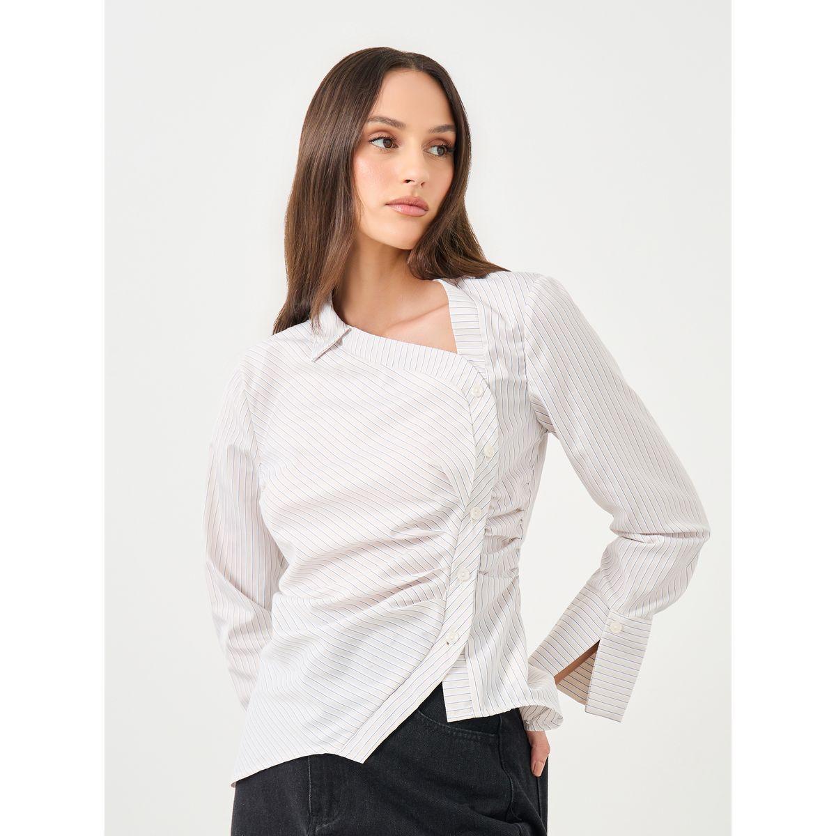 بلوزة مخططة بياقة غير متماثلة-women-clothing-shirtsandblouses-shirts-image-2