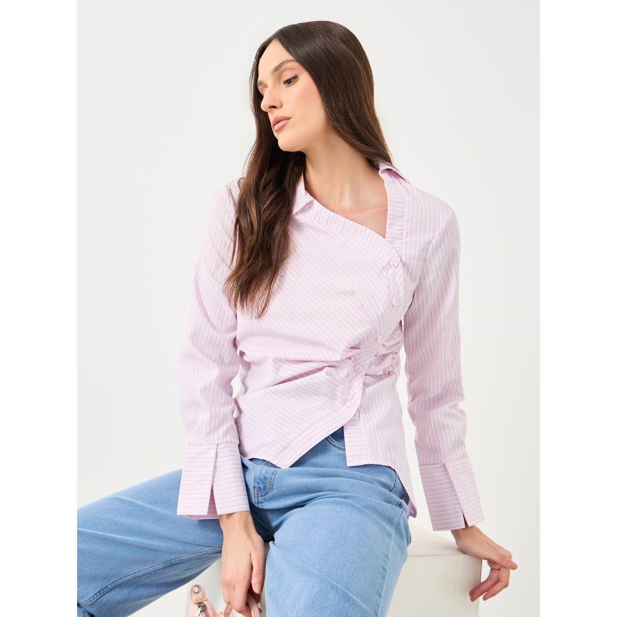 بلوزة مخططة بياقة غير متماثلة-women-clothing-shirtsandblouses-shirts-image-1