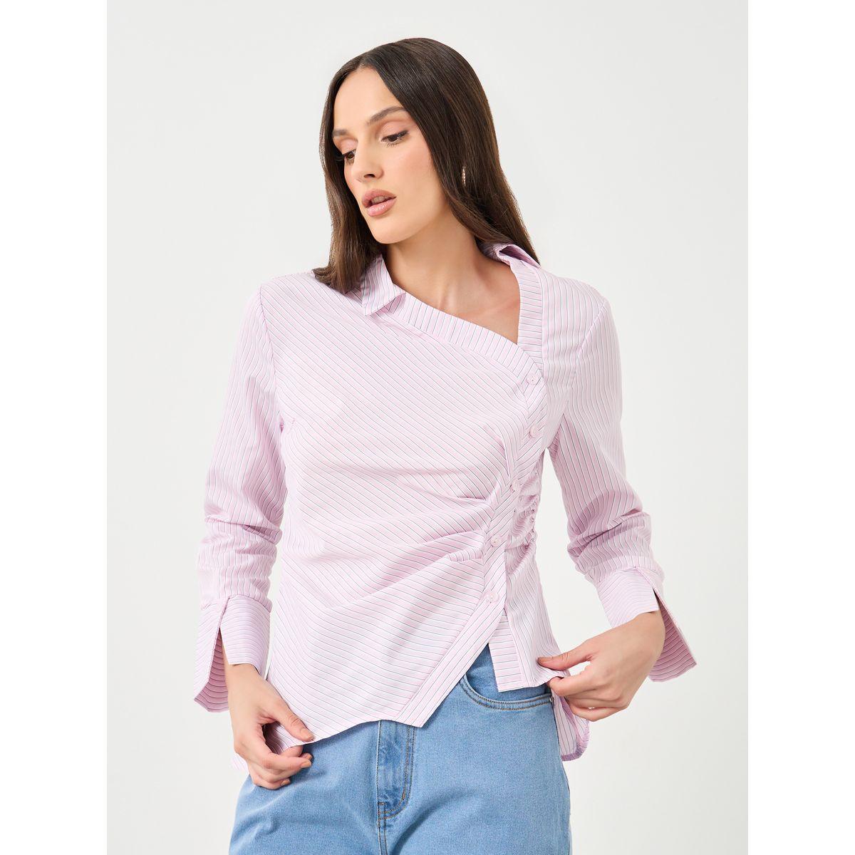 بلوزة مخططة بياقة غير متماثلة-women-clothing-shirtsandblouses-shirts-image-3
