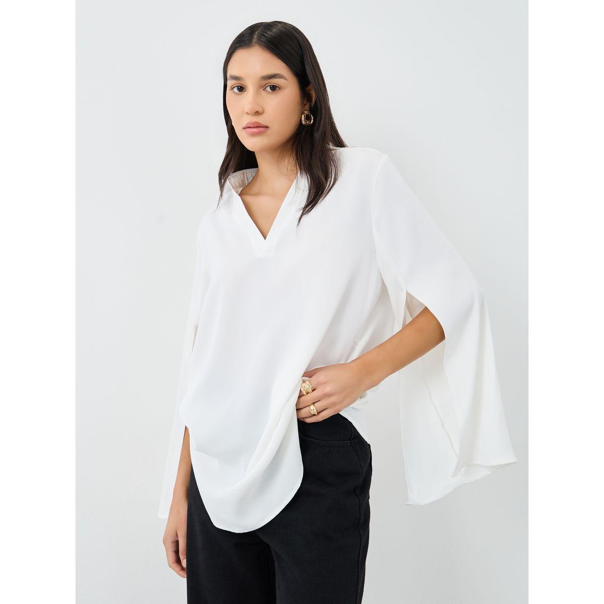 بلوزة فضفاضة بأكمام مزينة بشق-women-clothing-shirtsandblouses-shirts-image-1