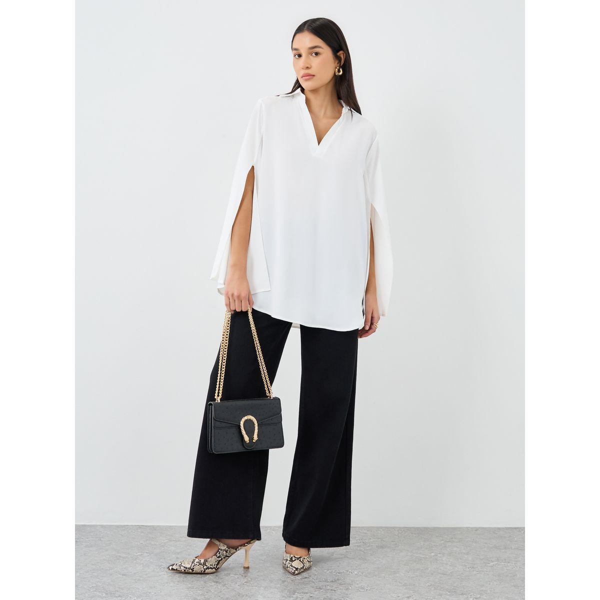بلوزة فضفاضة بأكمام مزينة بشق-women-clothing-shirtsandblouses-shirts-image-2