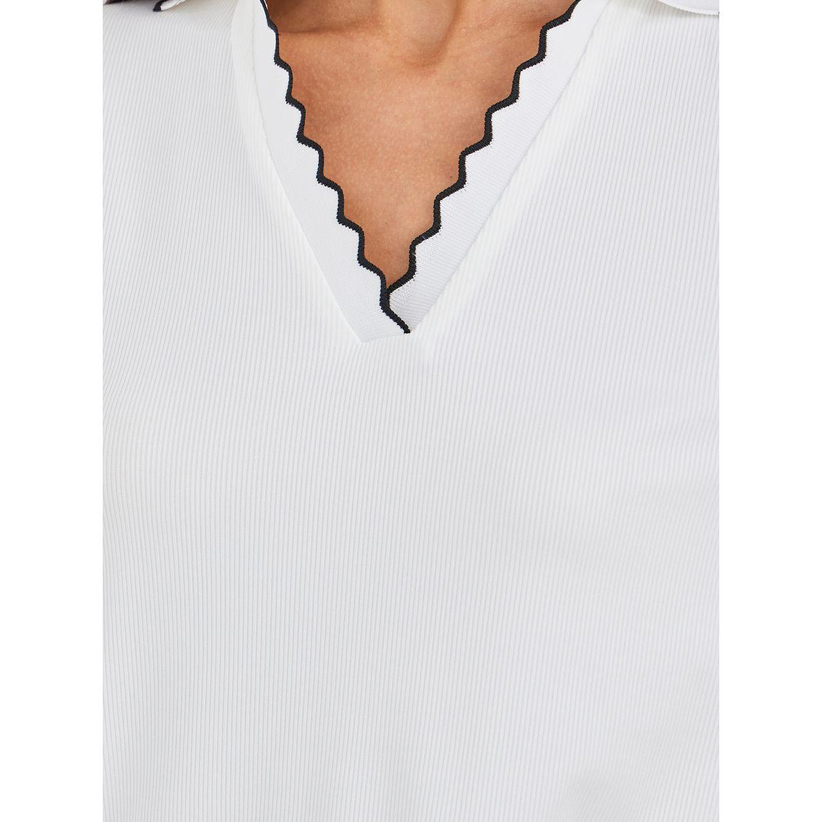 بلوزة مضلعة بياقة بولو وأكمام قصيرة-women-clothing-tshirts-image-4