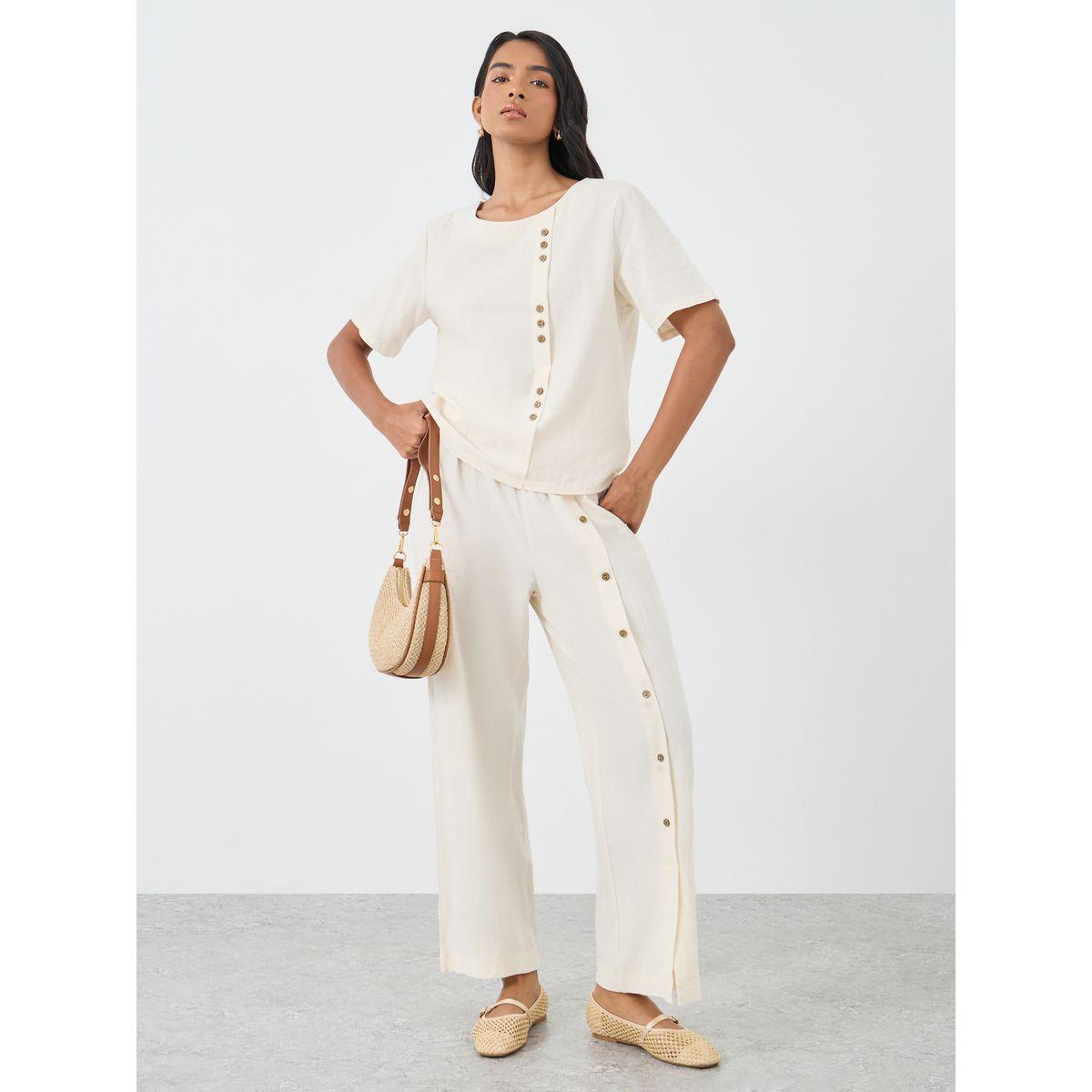 Styli Button Decorated Top and Pants Co-Ords-women-clothing-coordsets-image-1