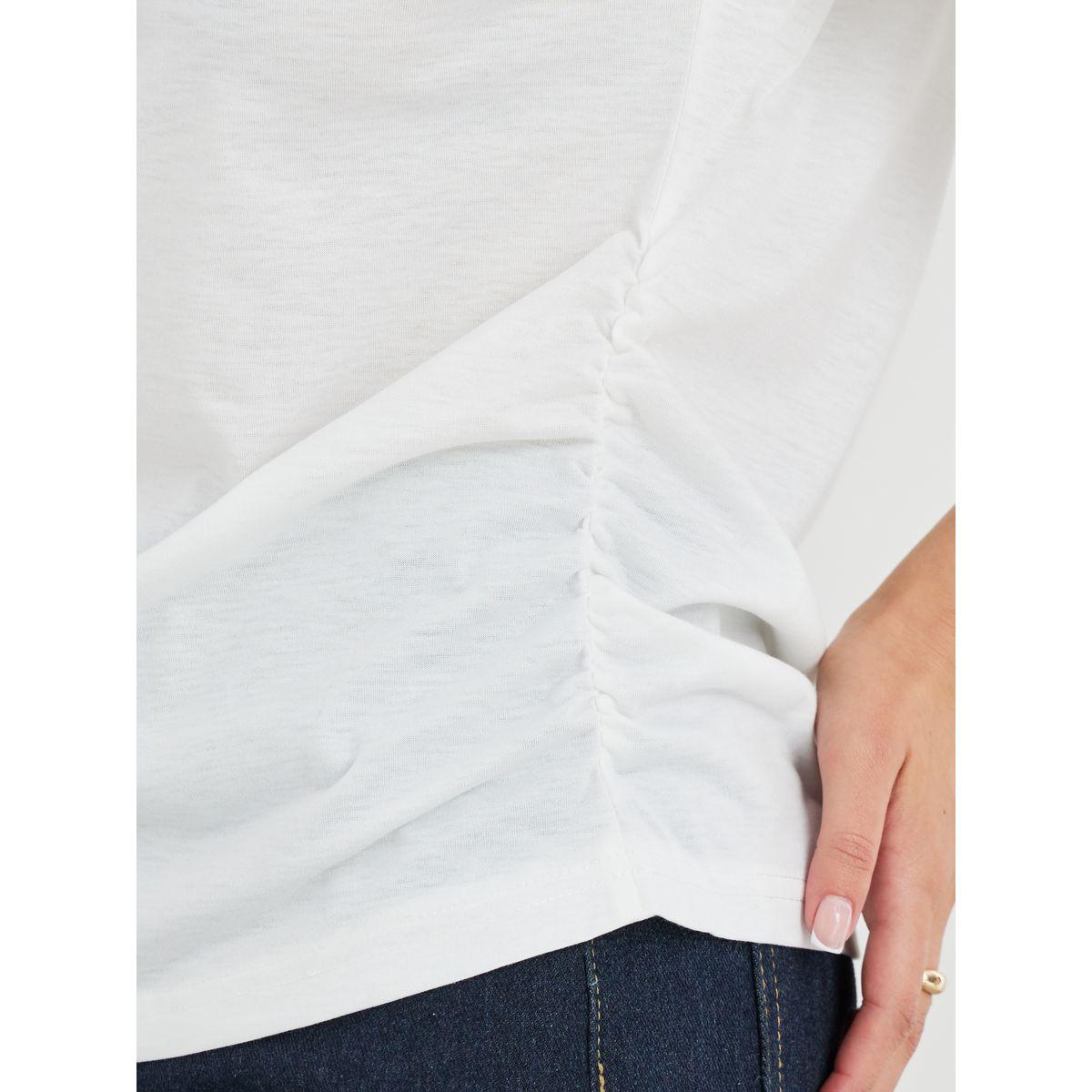 تيشيرت بقصة عادية وتفاصيل مُجمعة-women-clothing-tshirts-image-3