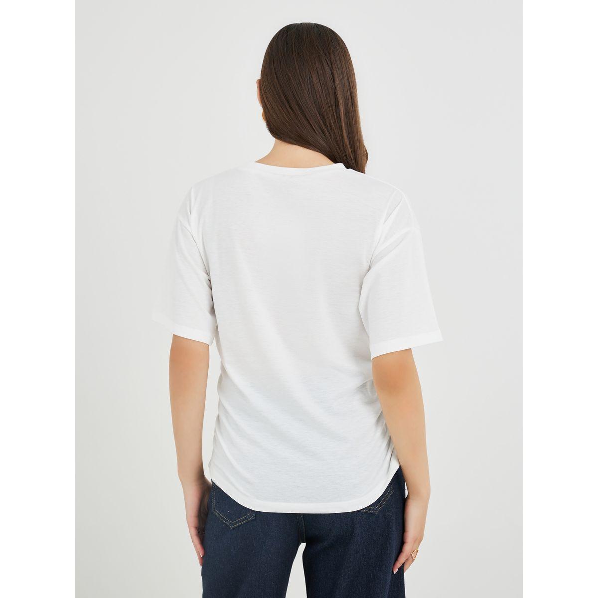 تيشيرت بقصة عادية وتفاصيل مُجمعة-women-clothing-tshirts-image-4