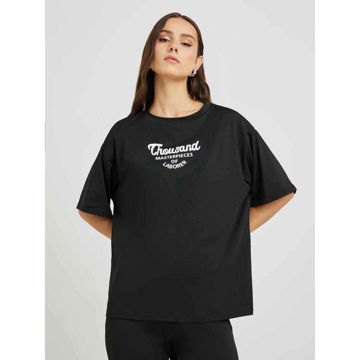 Styli Typography Printed Short Sleeve T-Shirt and Leggings Co-Ords-women-clothing-coordsets-image-3