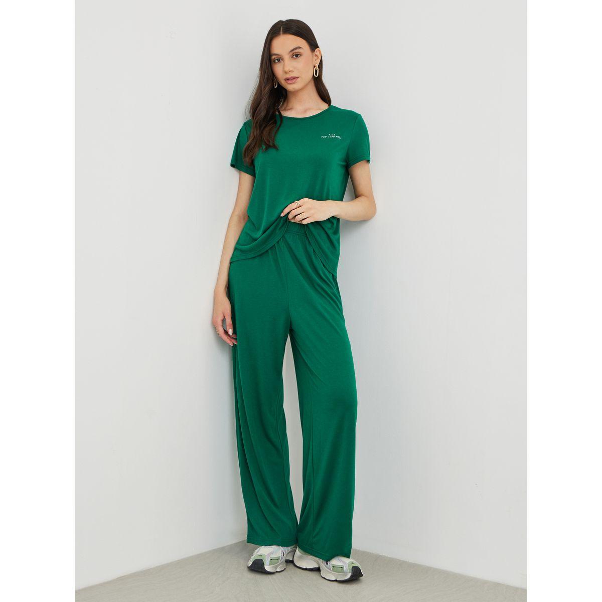 Styli Slogan Print Short Sleeve T-Shirt and Joggers Co-Ords-women-clothing-coordsets-image-2