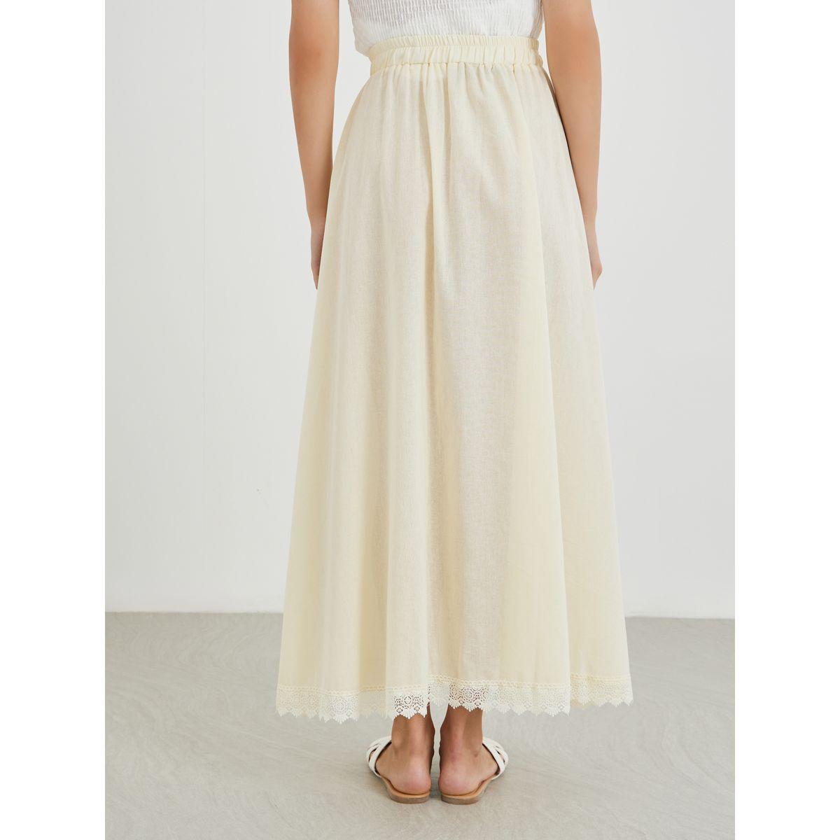 Styli Solid Lace Hem A-Line Maxi Skirt-women-clothing-bottoms-skirts-image-4