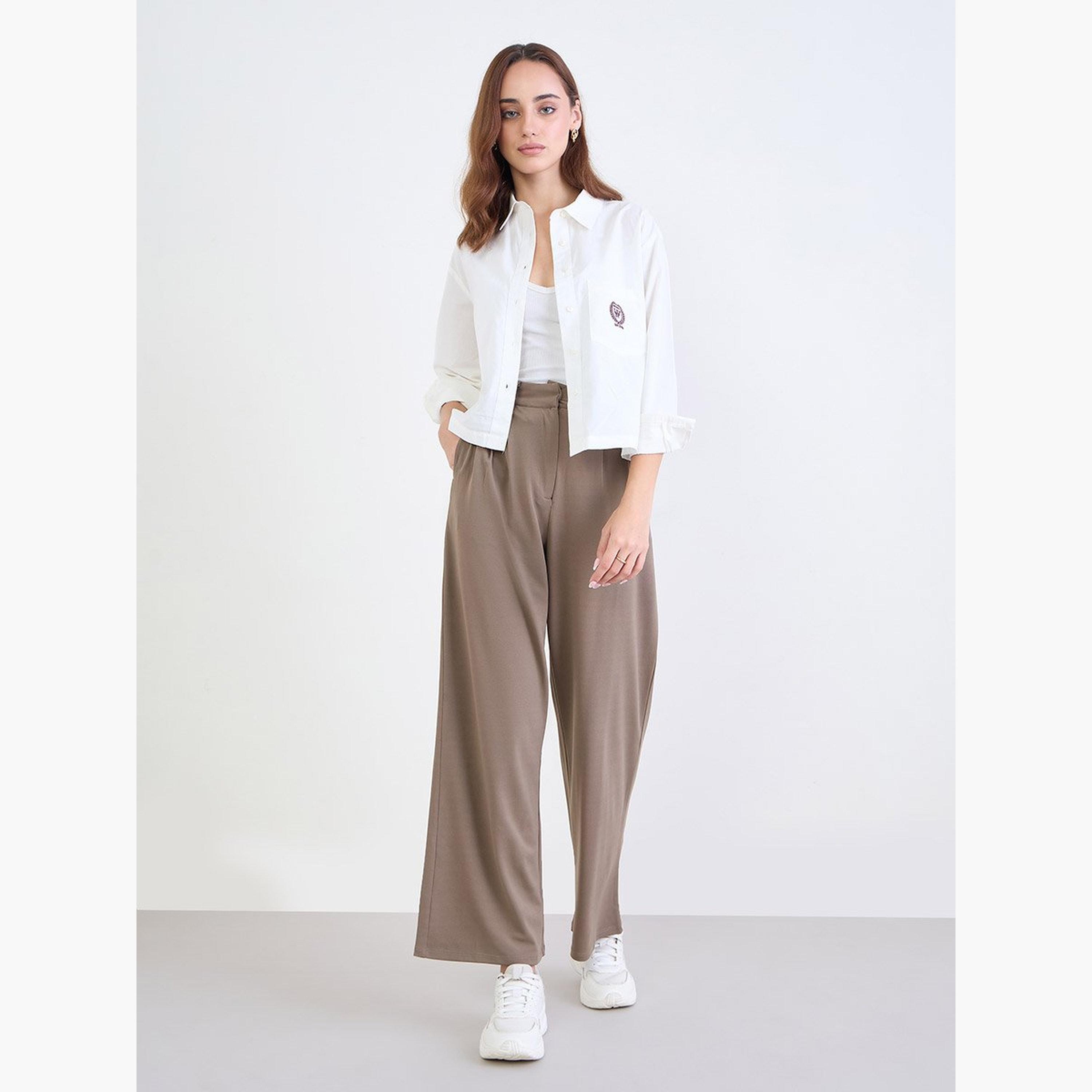 ستايلي - قميص أبيض قصير بأكمام طويلة-women-clothing-shirtsandblouses-shirts-image-2