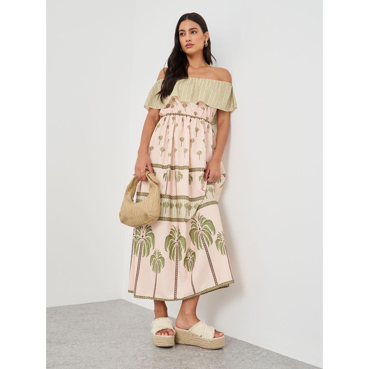 فستان طويل مطبع بأكتاف مكشوفة-women-clothing-dresses-image-1