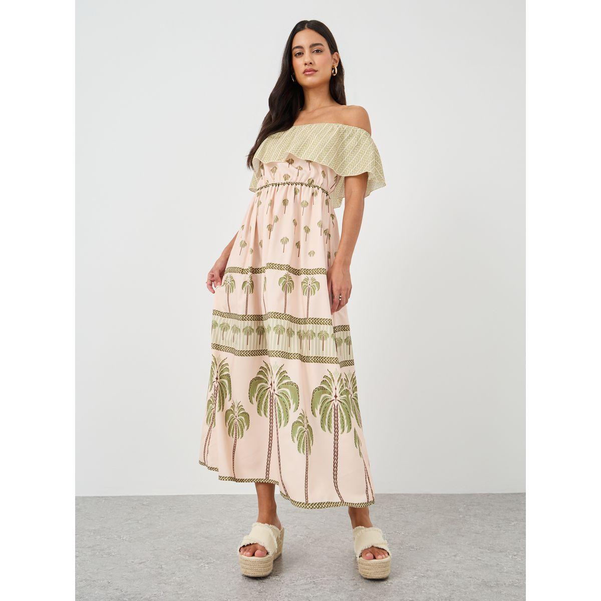 فستان طويل مطبع بأكتاف مكشوفة-women-clothing-dresses-image-2