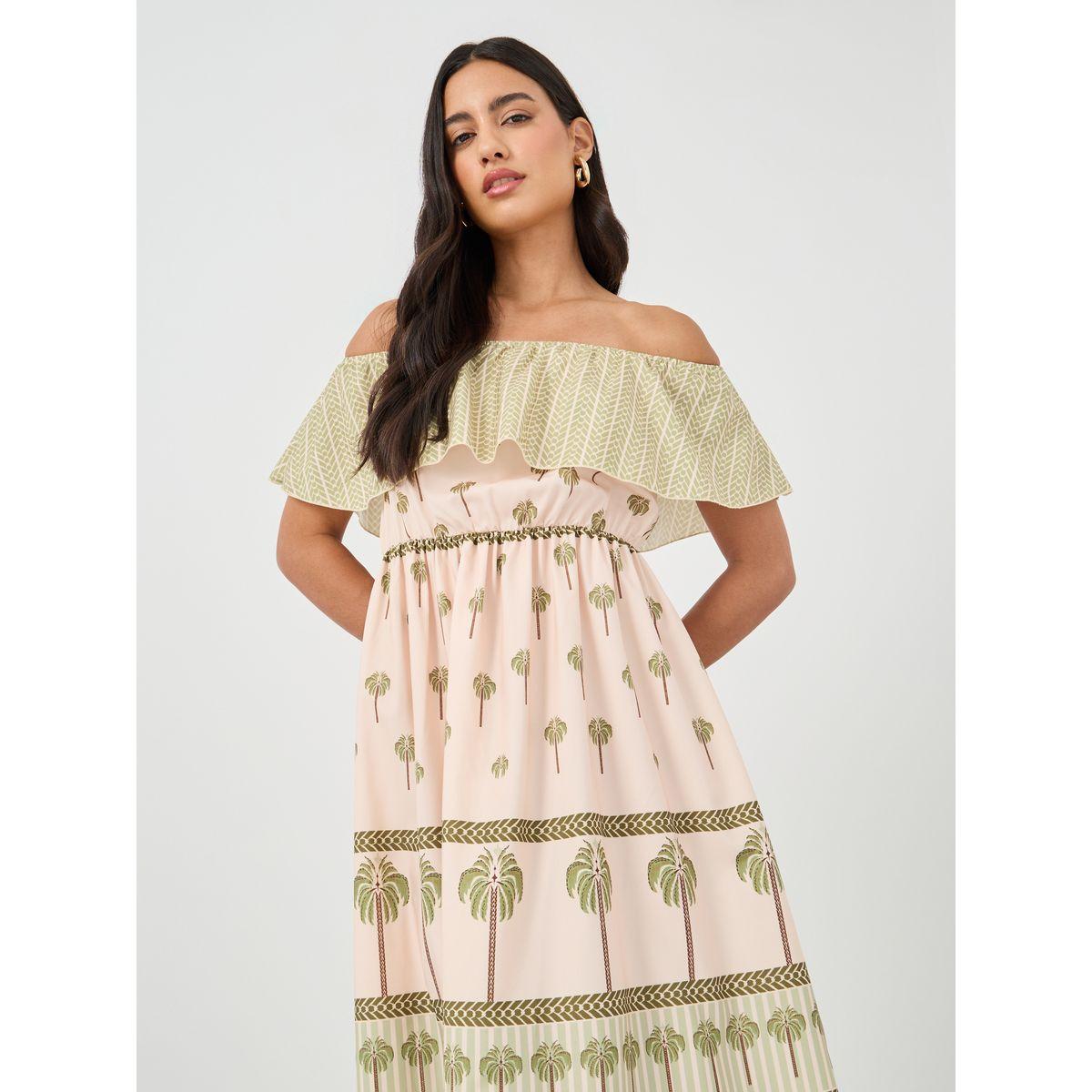 Styli Printed Off Shoulder A-Line Maxi Dress-women-clothing-dresses-image-3