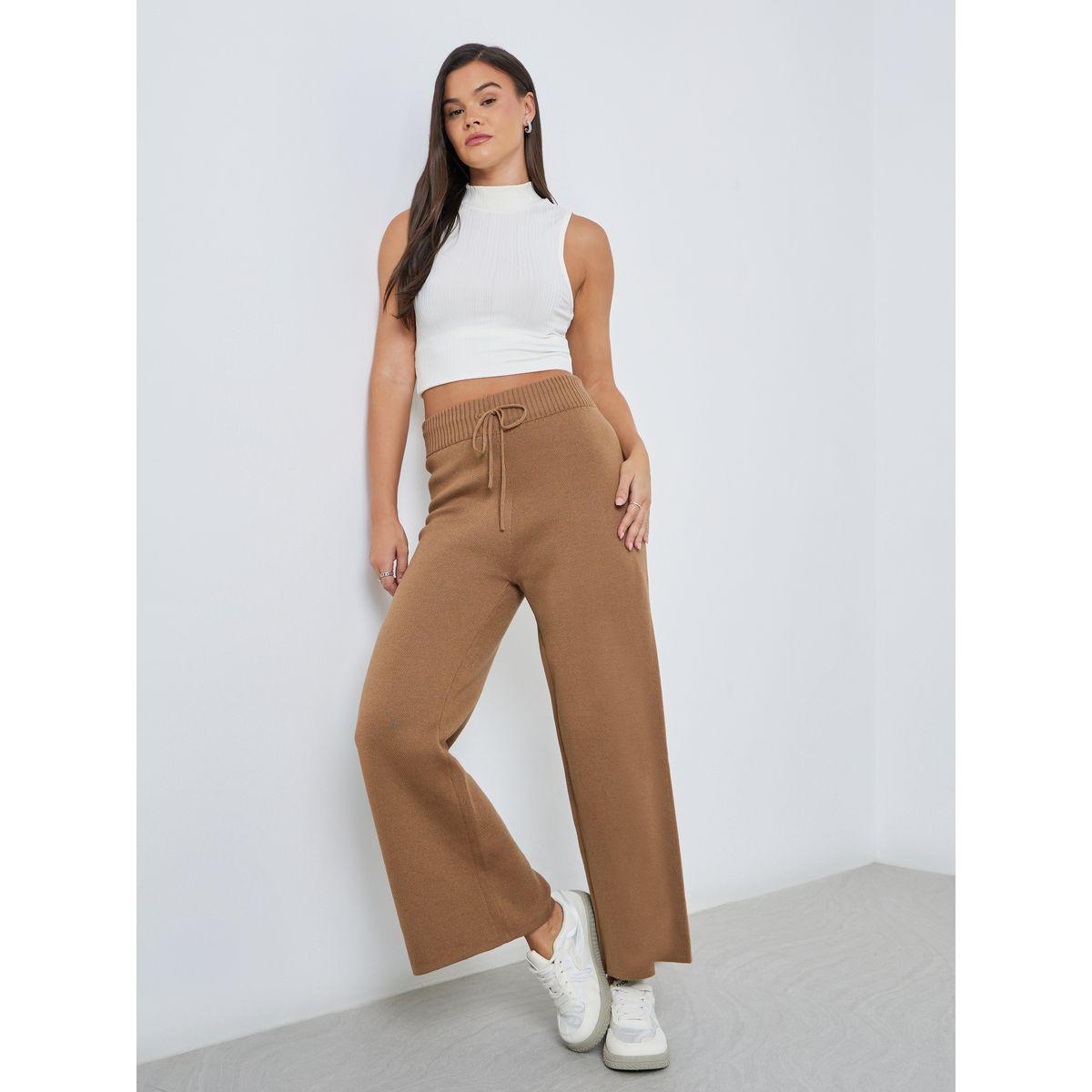 بنطال بأرجل واسعة مع رباط خصر-women-clothing-bottoms-trousers-image-1