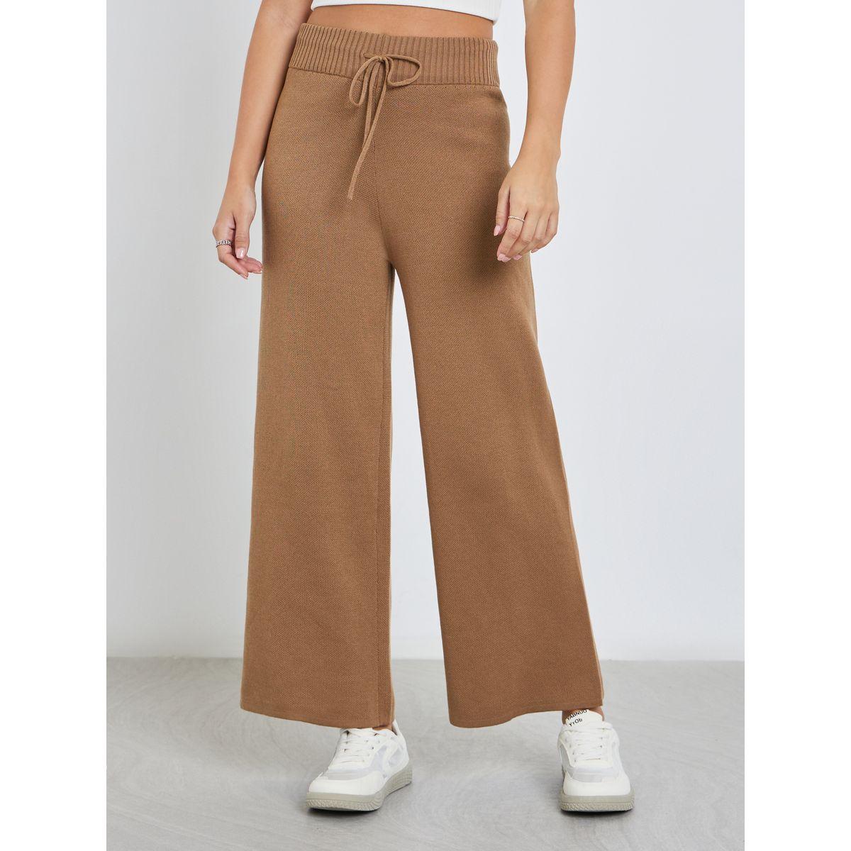 بنطال بأرجل واسعة مع رباط خصر-women-clothing-bottoms-trousers-image-2
