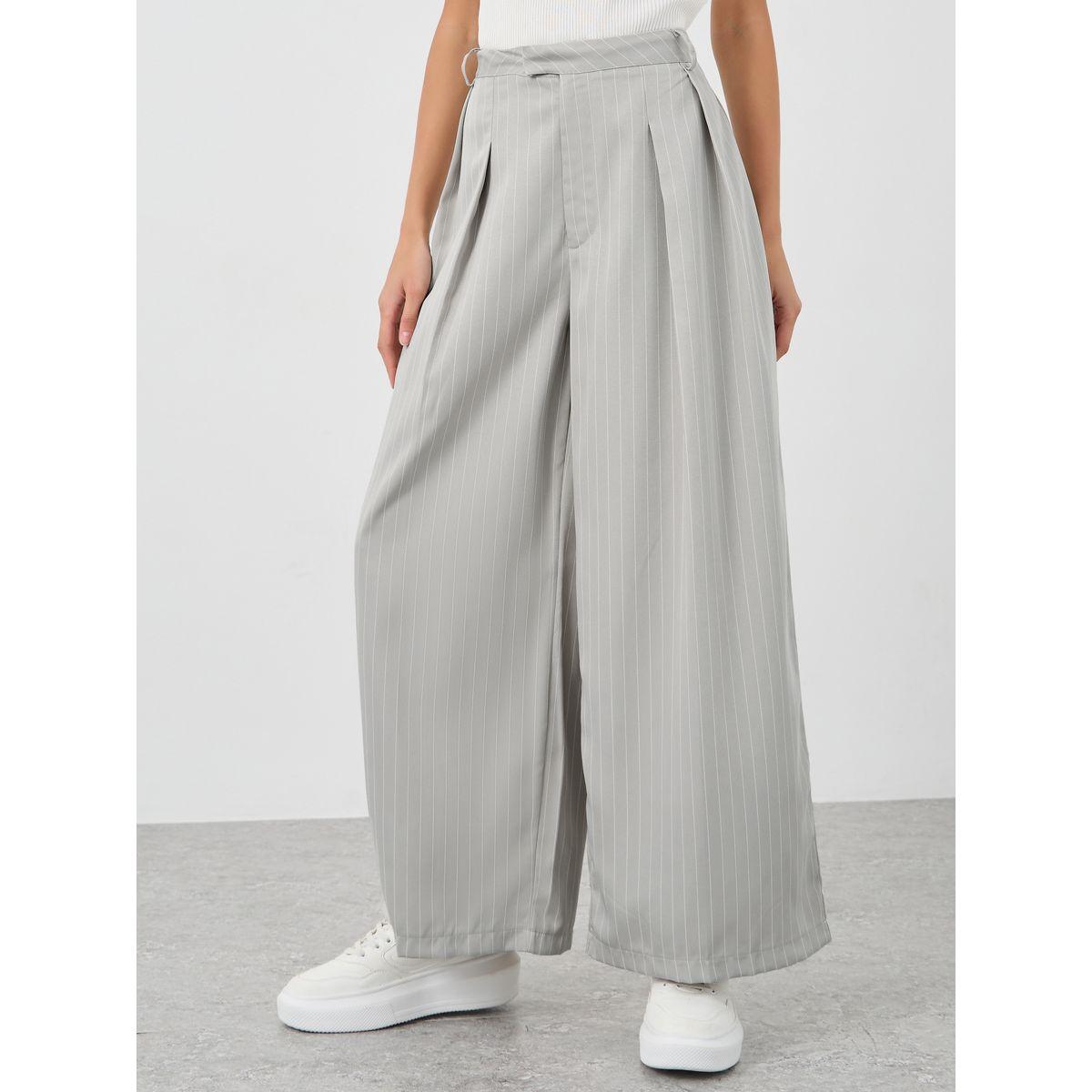 Styli Striped Pleated Wide Leg Pants-women-clothing-bottoms-trousers-image-2