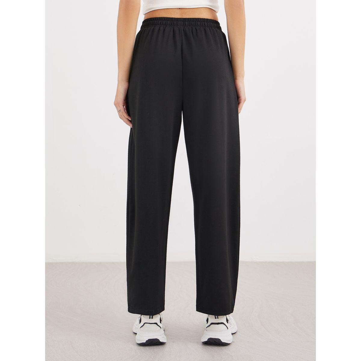 Styli Women Black Straight Leg Knitted Joggers-women-clothing-bottoms-joggers-image-4