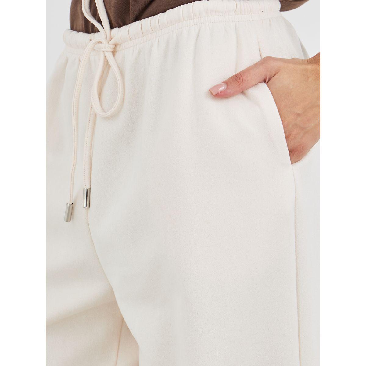 Styli Women Cream Suede Look Wide Leg Joggers-women-clothing-bottoms-joggers-image-3