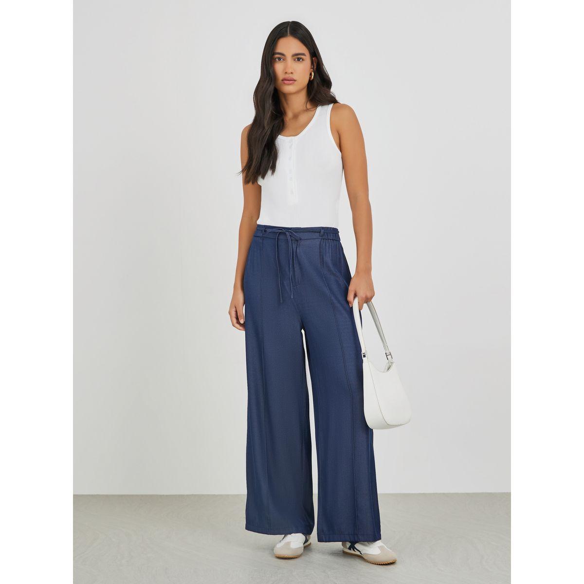 Styli Elasticated Waistband Wide Leg Jeans with Drawstring-women-clothing-bottoms-jeans-image-1
