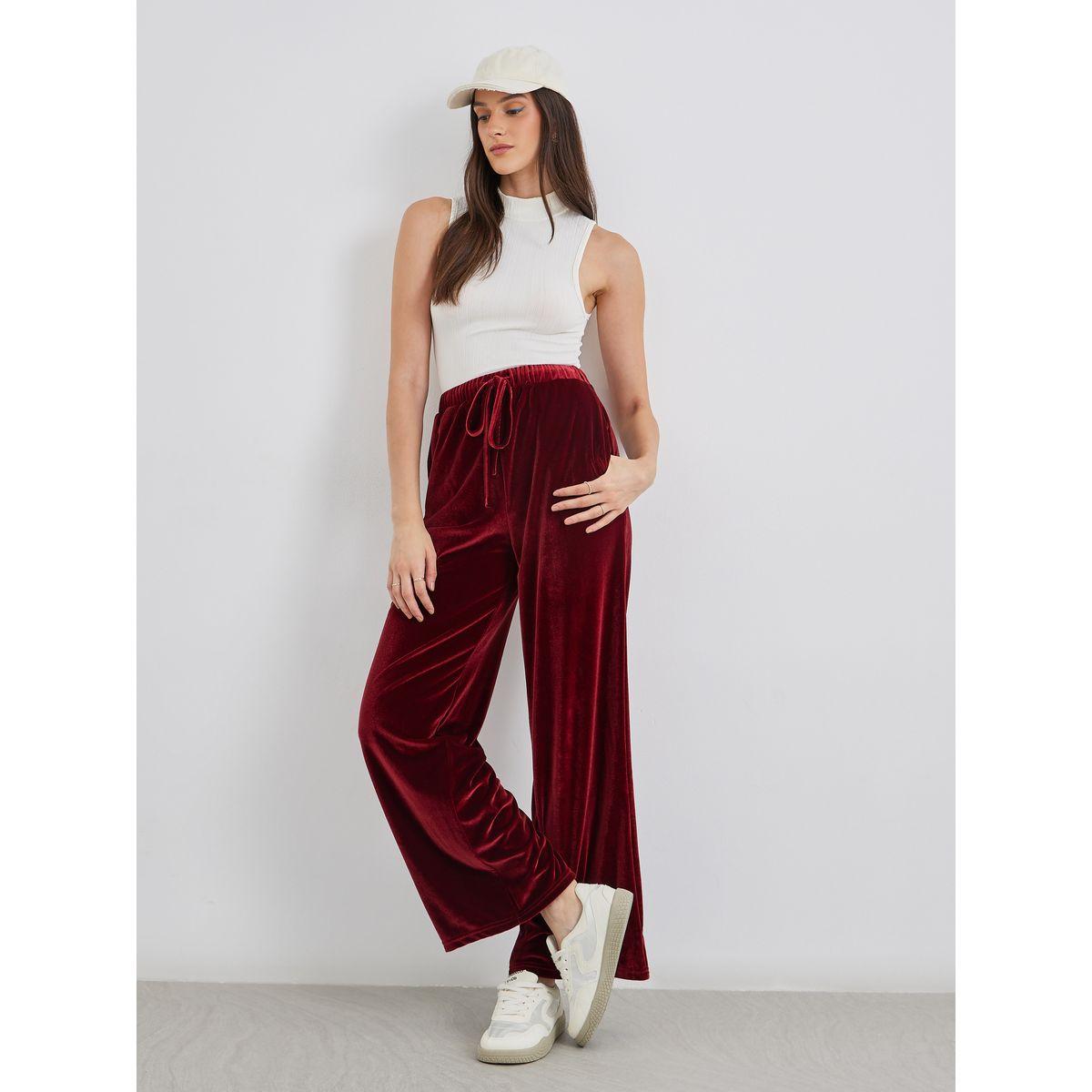 Styli Velvet Look Wide Leg Joggers with Drawstring-women-clothing-bottoms-joggers-image-1