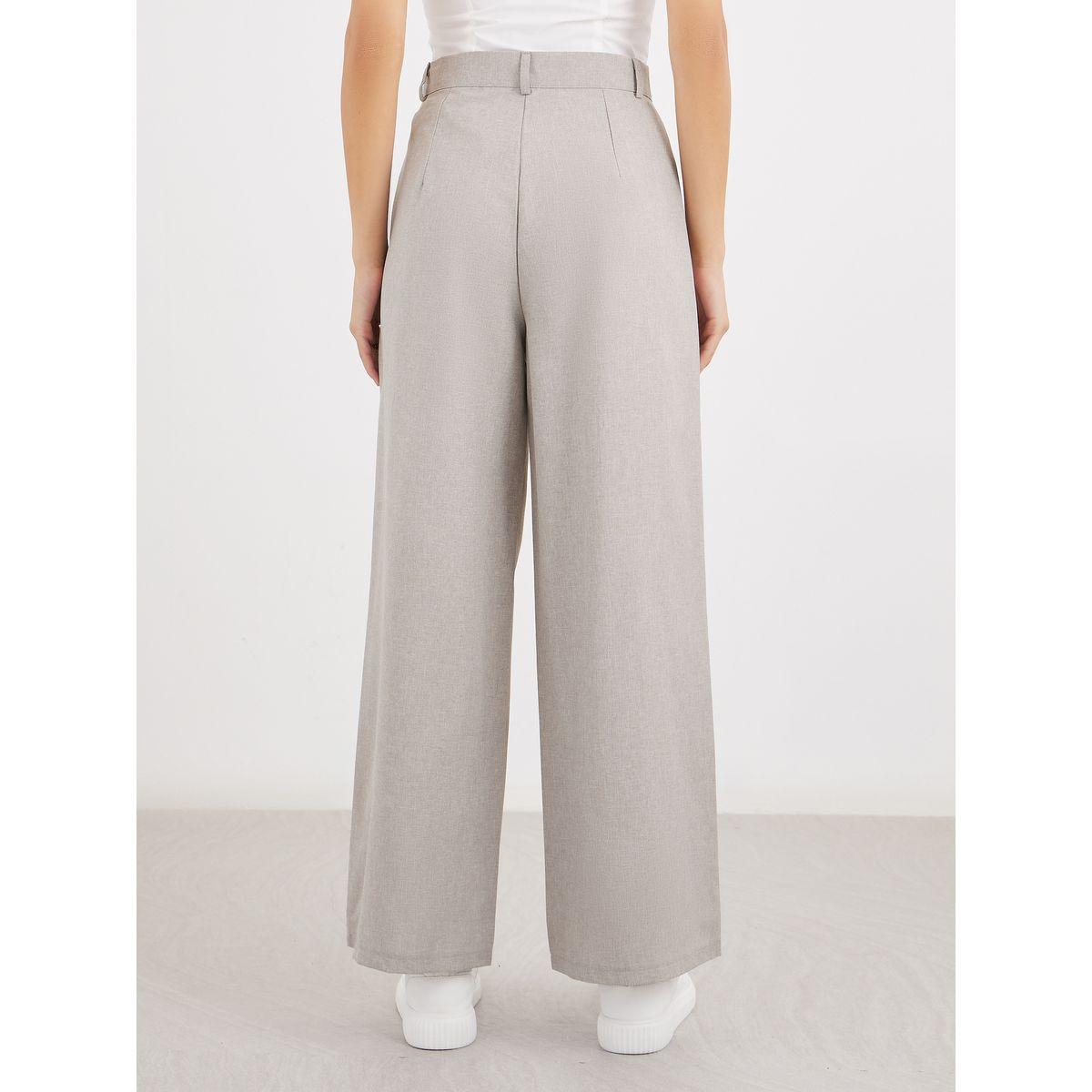 Styli Solid Pleated Wide Leg Pants-women-clothing-bottoms-trousers-image-4