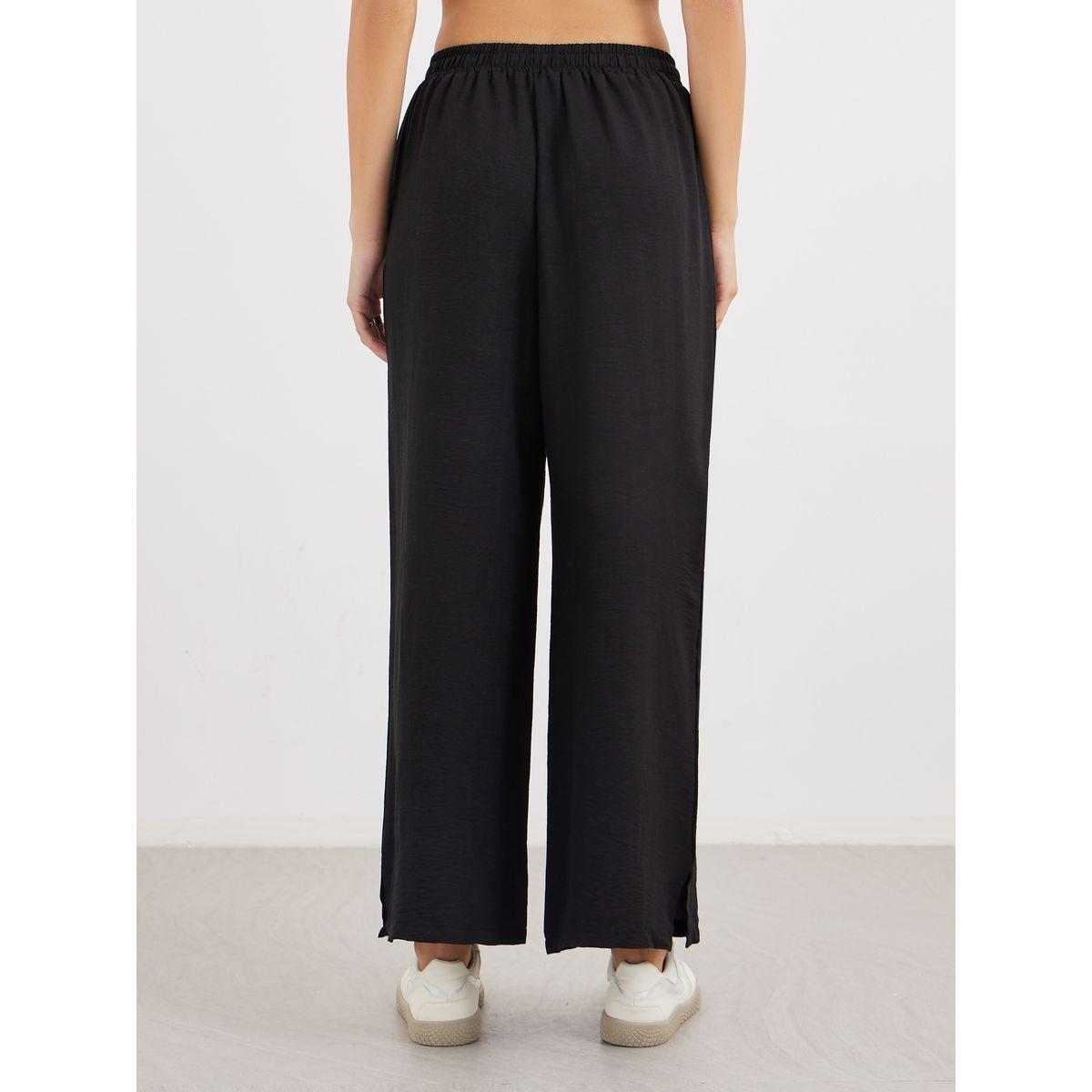 Styli Solid Drawstring Waist Wide Leg Pants-women-clothing-bottoms-trousers-image-4