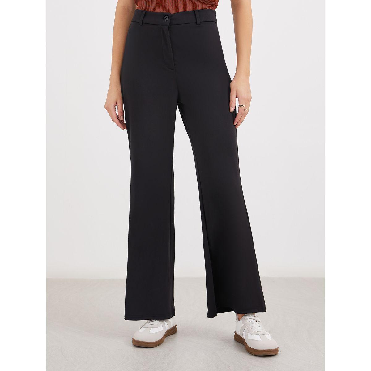 Styli Solid Flat Front Flared Pants-women-clothing-bottoms-joggers-image-2