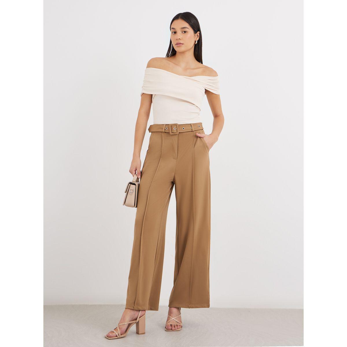 بنطال بقصة أرجل واسعة وتفاصيل محزوزة-women-clothing-bottoms-trousers-image-1