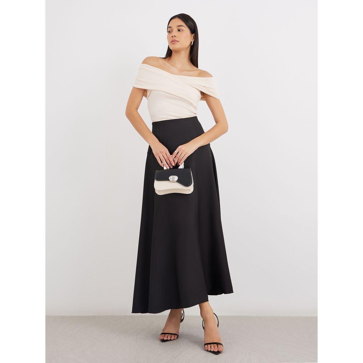 Styli Solid A-Line Maxi Skirt with Button Detail-women-clothing-bottoms-skirts-image-1
