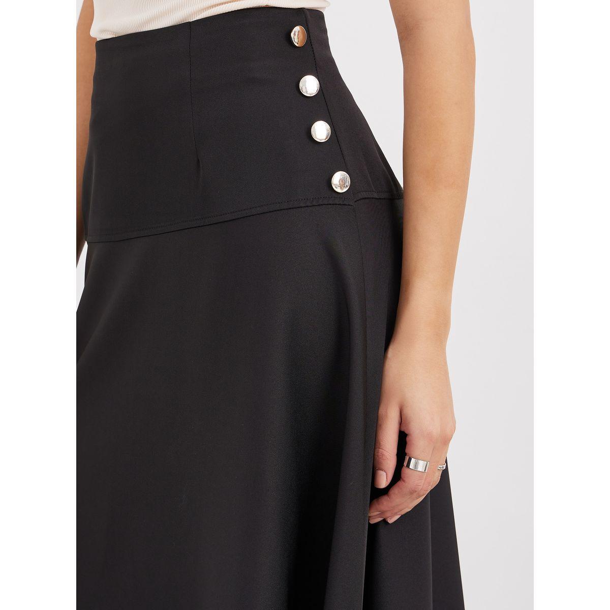 Styli Solid A-Line Maxi Skirt with Button Detail-women-clothing-bottoms-skirts-image-3