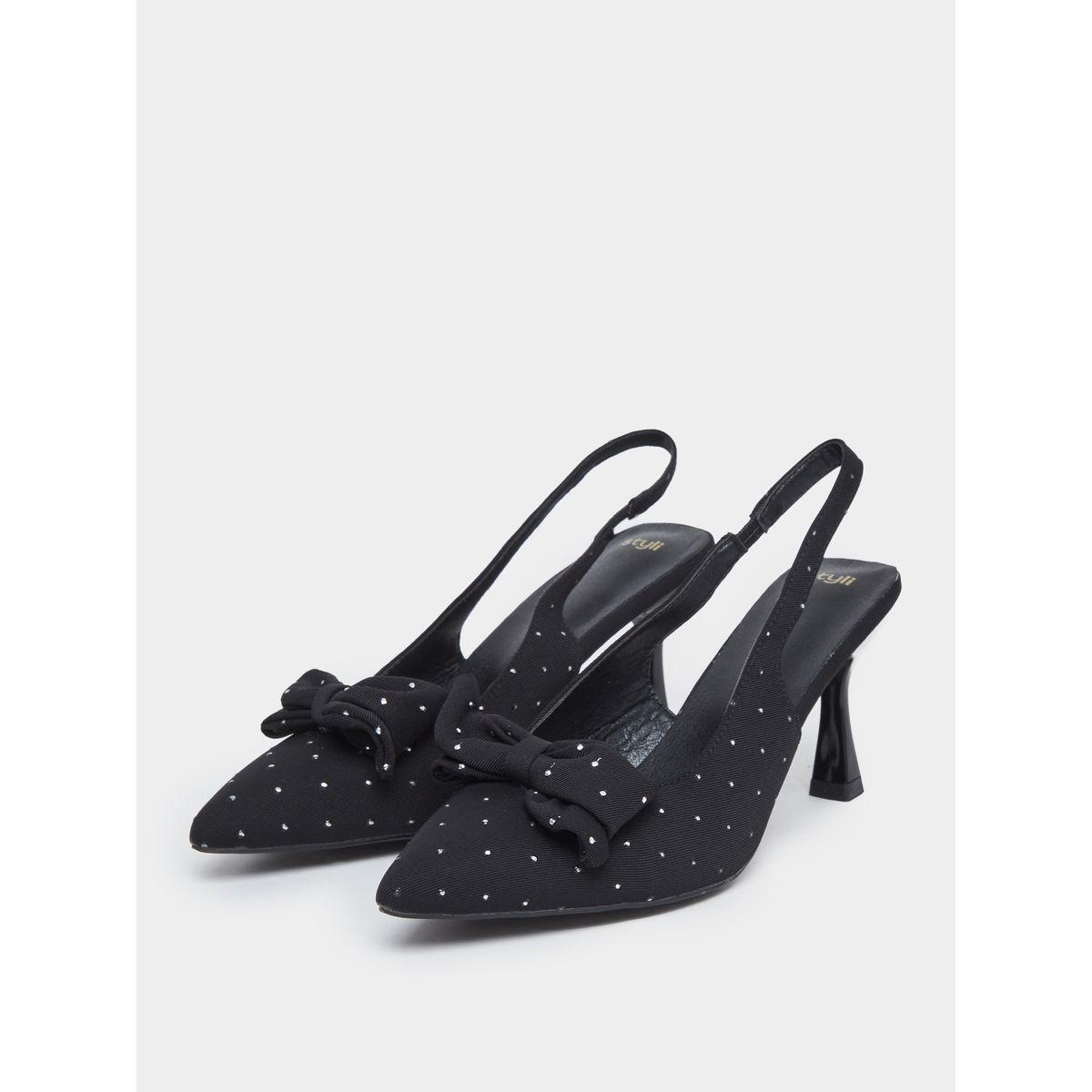 Styli Rhinestone Bow Detail Sling Back Shoes-women-shoes-sandals-heeled-image-2
