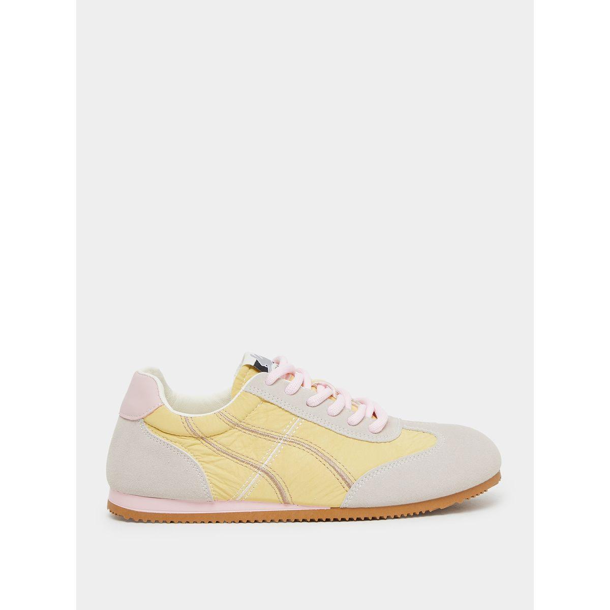 Styli Panelled Side Striped Lace Up Sneakers-women-shoes-sneakers-image-1