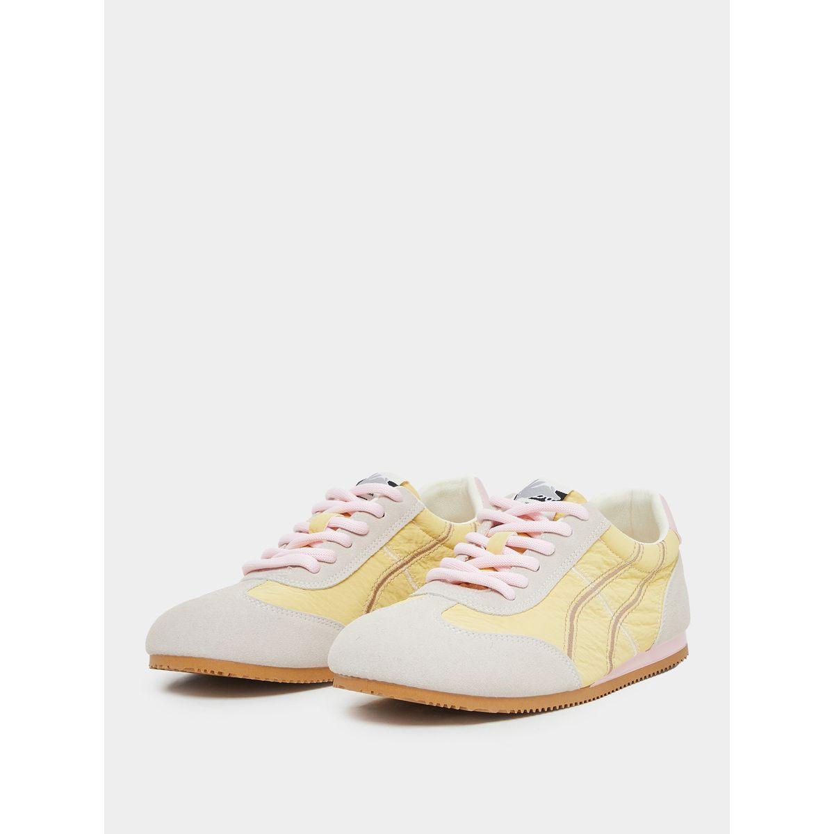 Styli Panelled Side Striped Lace Up Sneakers-women-shoes-sneakers-image-3