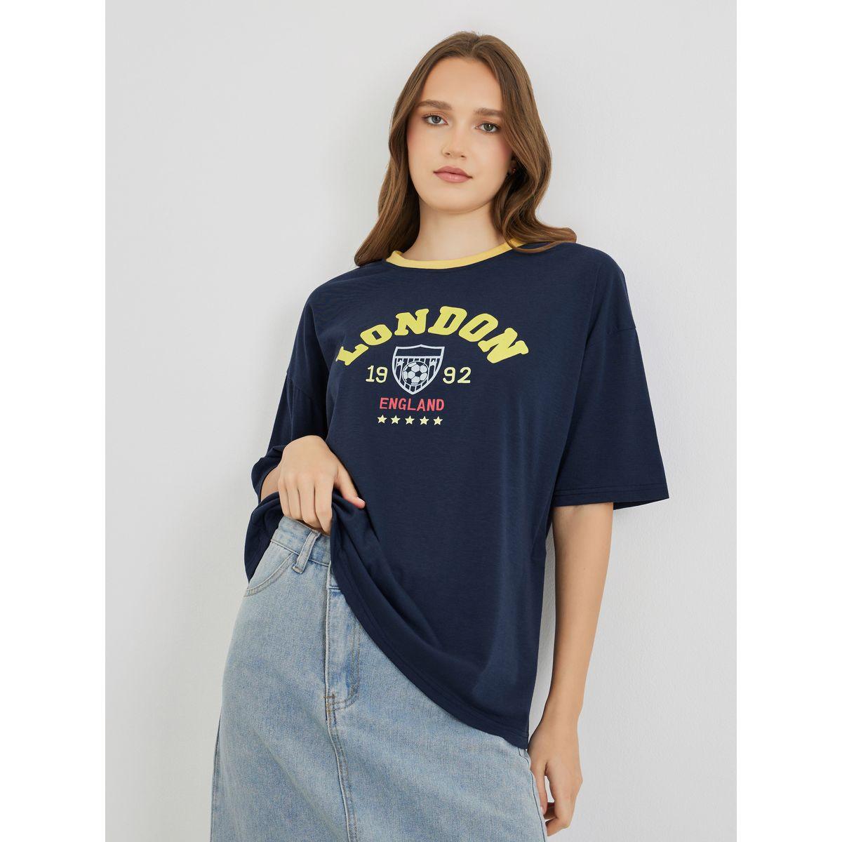 Styli Slogan Print Round Neck Regular Fit T-Shirt-women-clothing-tshirts-image-1