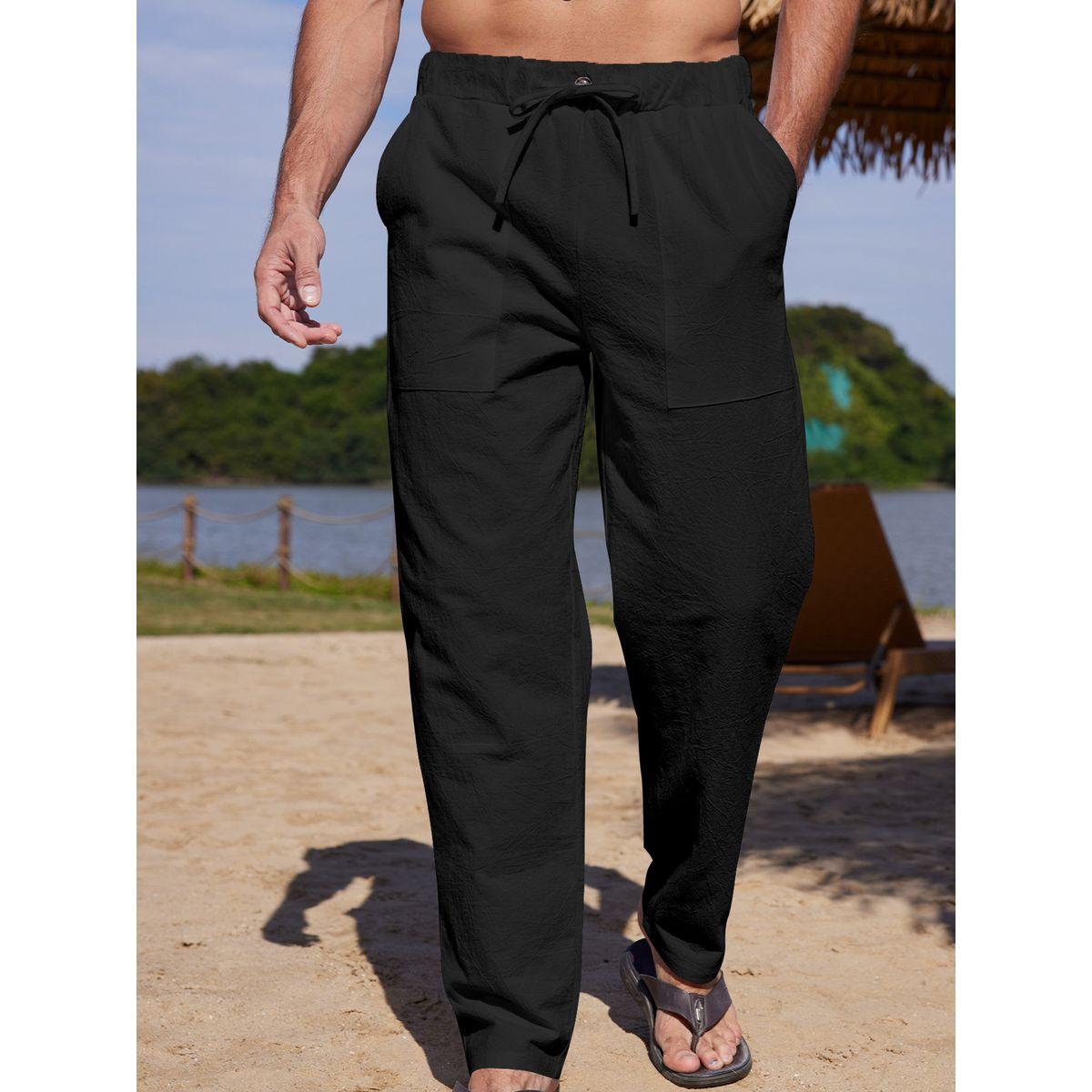 Styli Solid Straight Leg Pants with Drawstring-men-clothing-bottoms-trousersandchinos-trousers-image-1