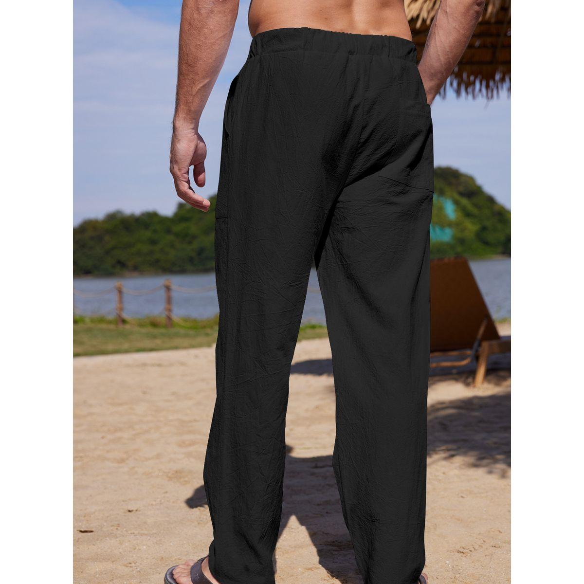 بنطال سادة بأرجل مستقيمة وأربطة-men-clothing-bottoms-trousersandchinos-trousers-image-4