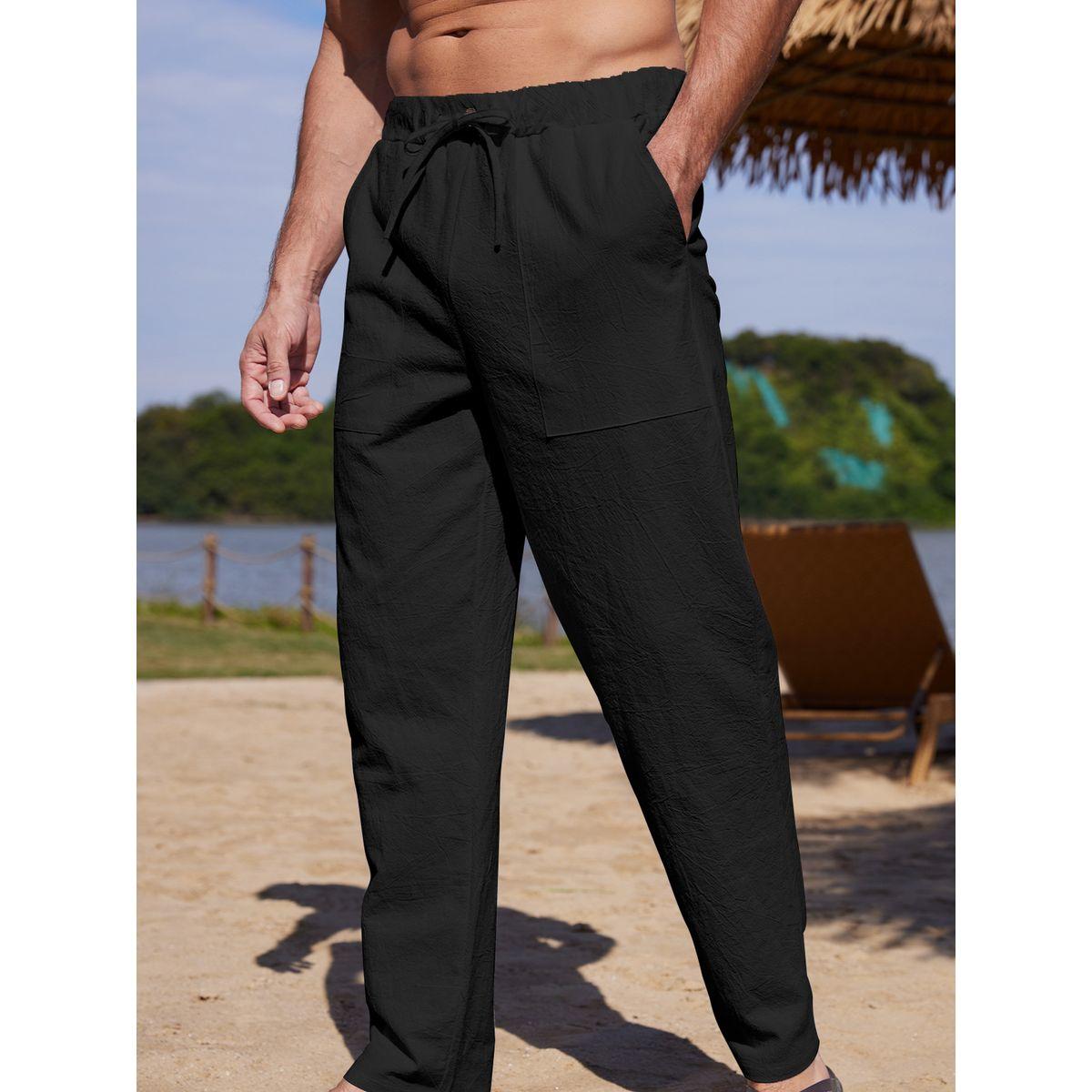 Styli Solid Straight Leg Pants with Drawstring-men-clothing-bottoms-trousersandchinos-trousers-image-3
