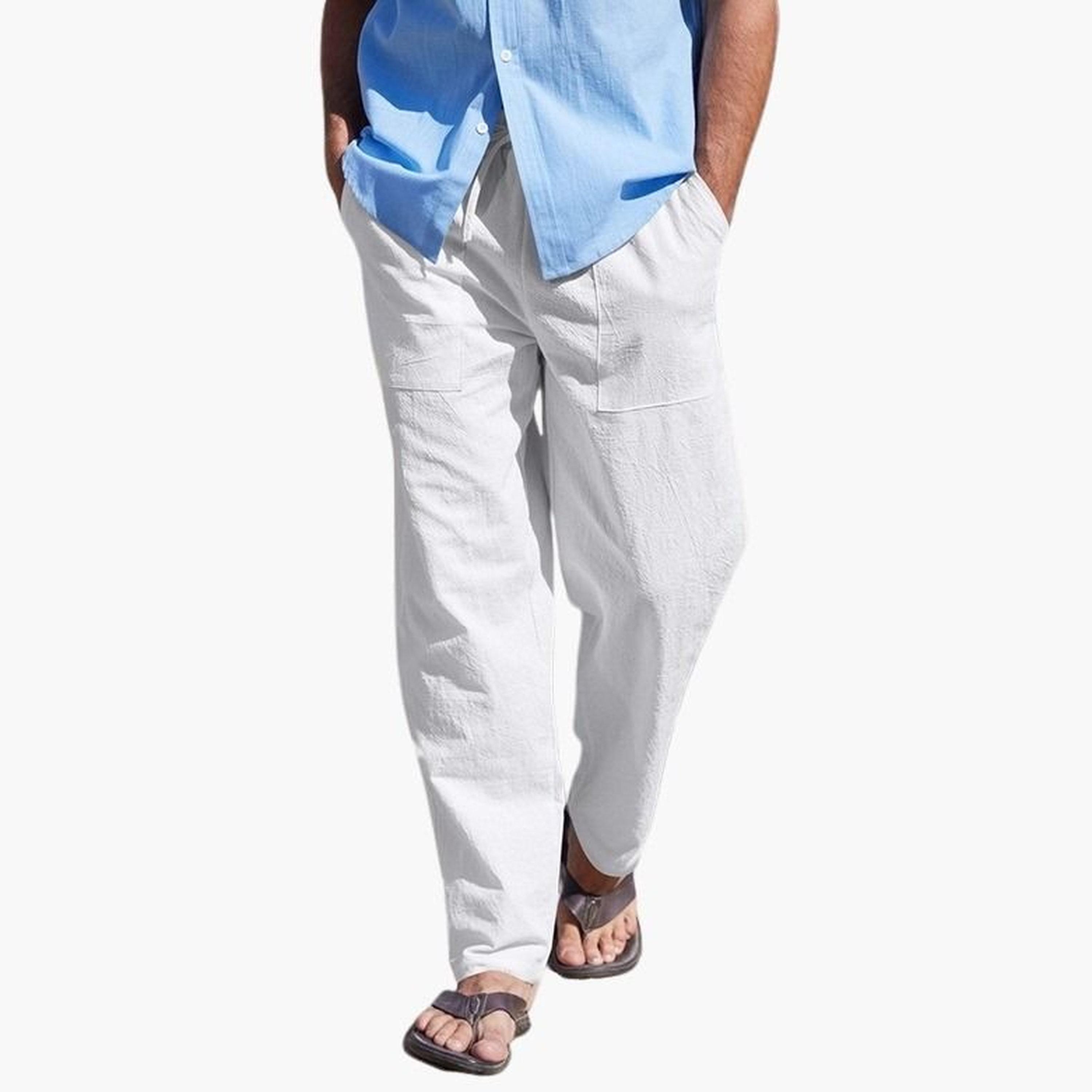 Take Two Men Solid Drawstring Waist Relaxed Fit Pants-men-clothing-bottoms-trousersandchinos-trousers-image-1