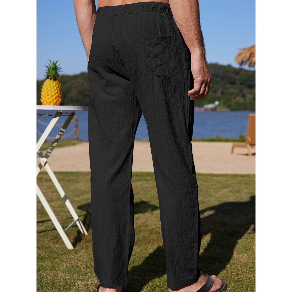 Styli Solid Straight Leg Pants with Drawstring-men-clothing-bottoms-trousersandchinos-trousers-image-2