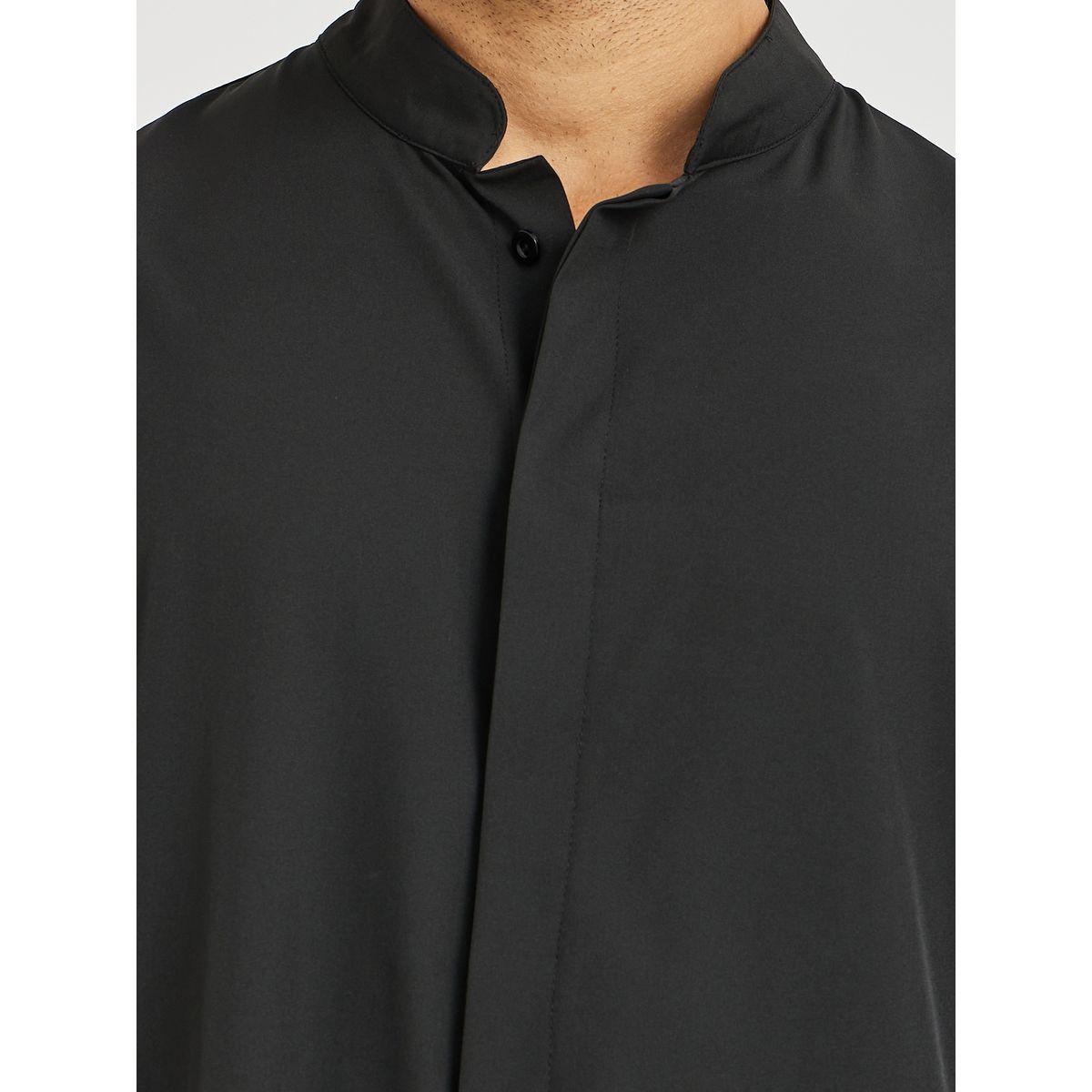 قميص ثوب سادة بياقة قائمة وأكمام طويلة-men-clothing-shirts-image-3