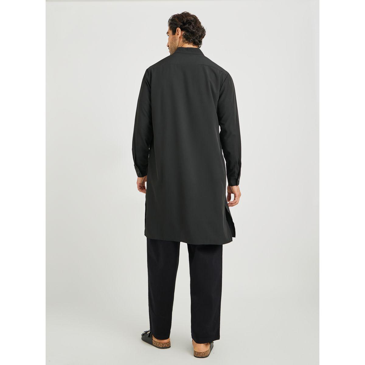 قميص ثوب سادة بياقة قائمة وأكمام طويلة-men-clothing-shirts-image-4