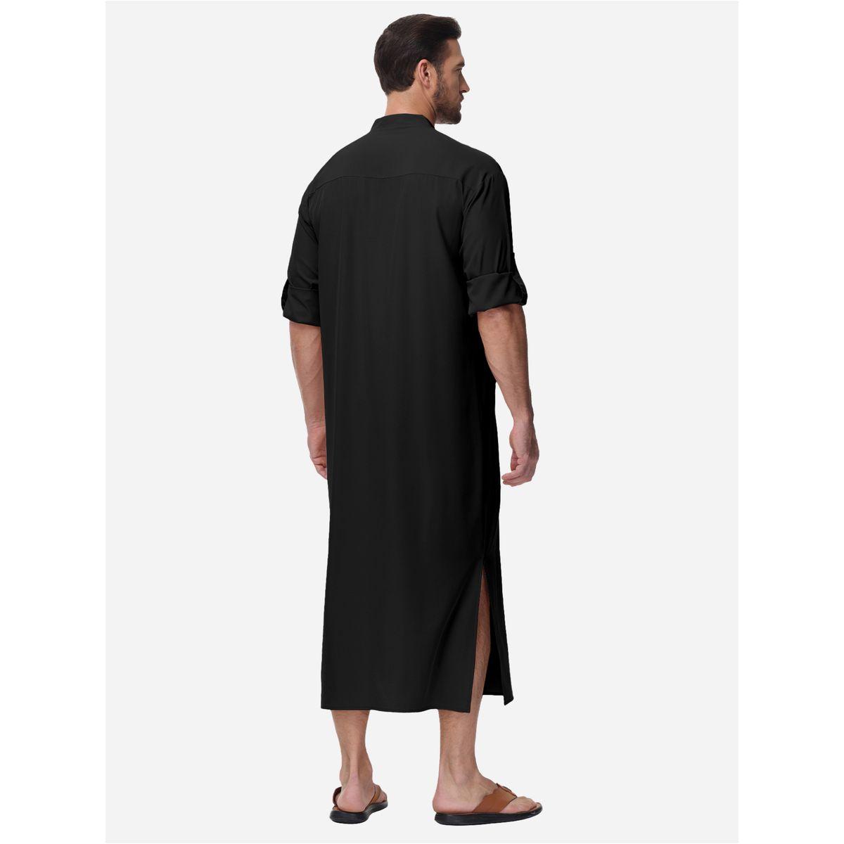 Styli Solid Drawstring Long Sleeve Pocket Detail Robe-men-clothing-shirts-image-2