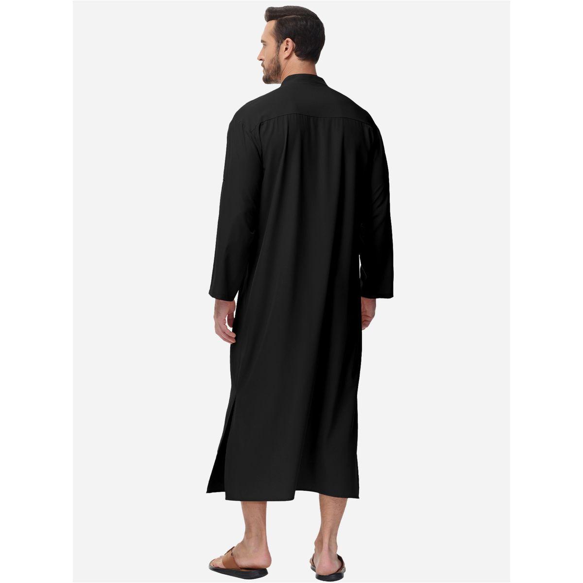 Styli Solid Drawstring Long Sleeve Pocket Detail Robe-men-clothing-shirts-image-4