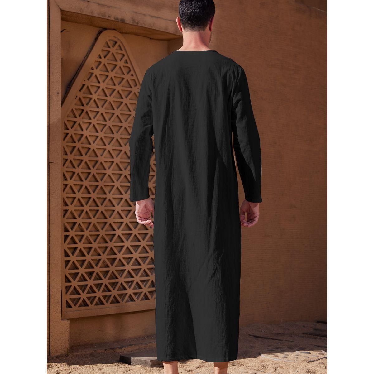 Styli  Loose Fit Long Sleeves V-Neck Robe-men-clothing-shirts-image-2