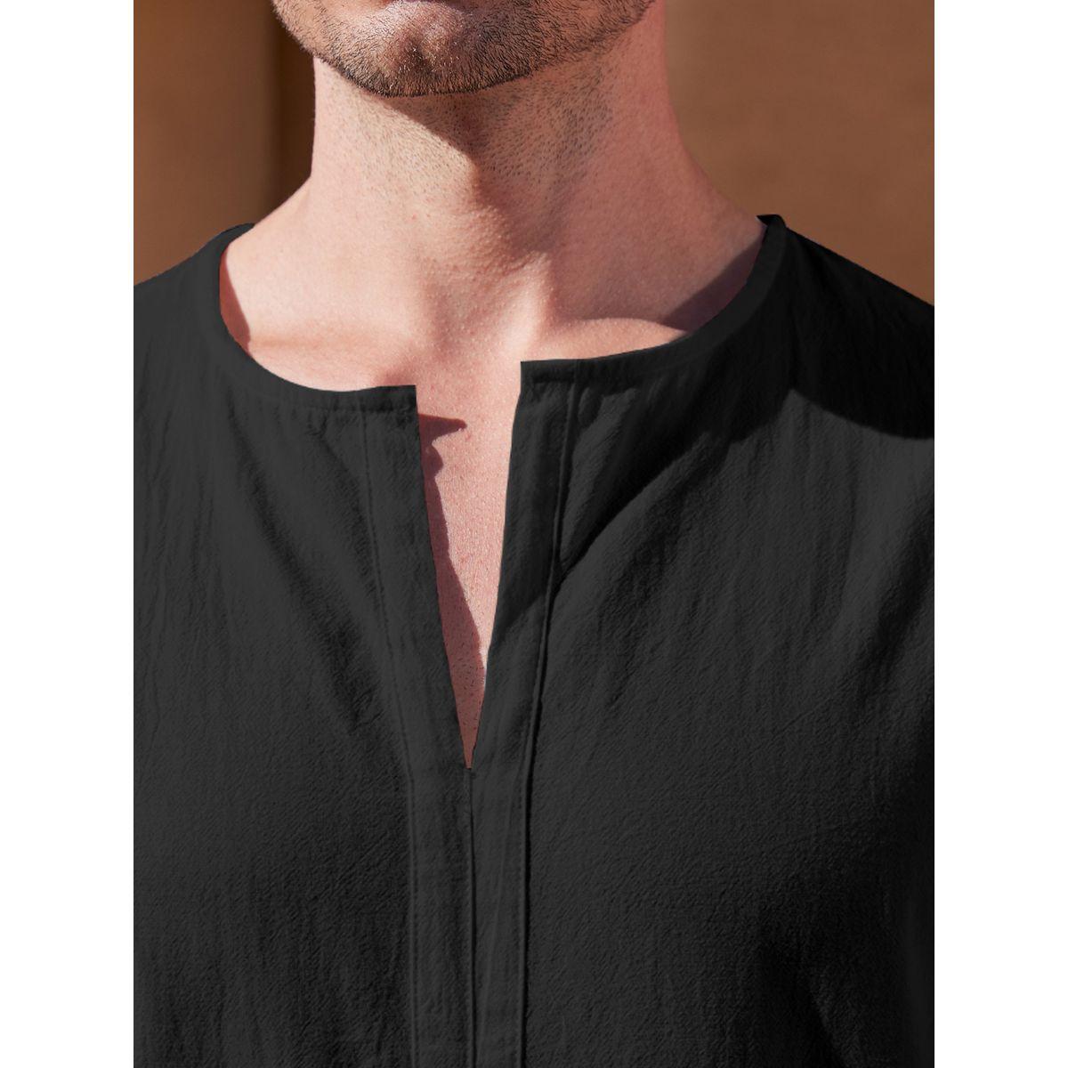 Styli  Loose Fit Long Sleeves V-Neck Robe-men-clothing-shirts-image-3