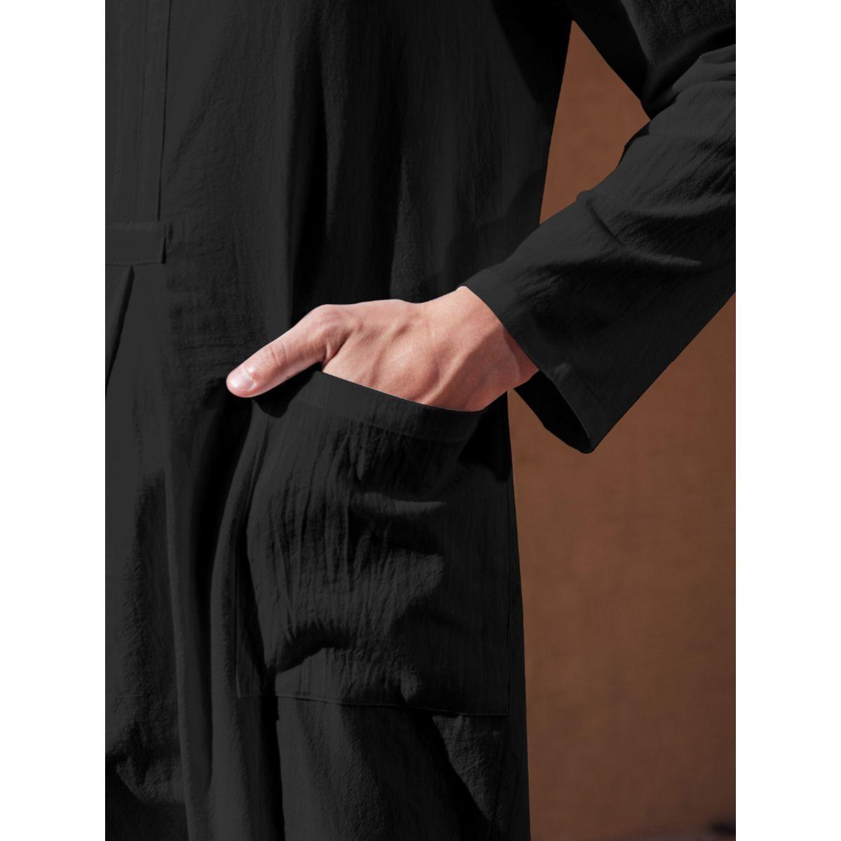 Styli  Loose Fit Long Sleeves V-Neck Robe-men-clothing-shirts-image-4